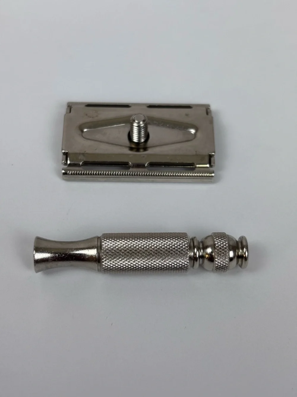 Vintage Gillette Travel Tech Safety Razor Leather Case Compact Silver Brown